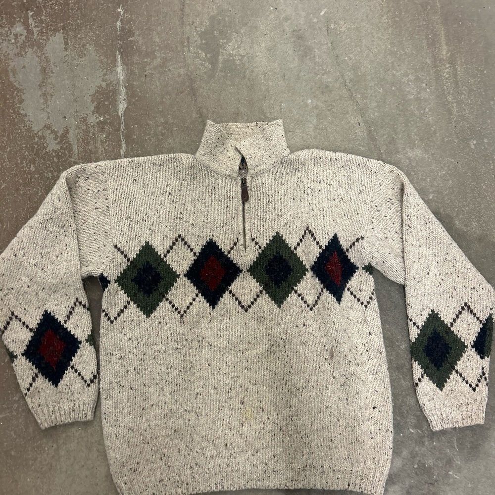 Vintage no excess alpine‎ Men's Gray Argyle Sweater wool blend
